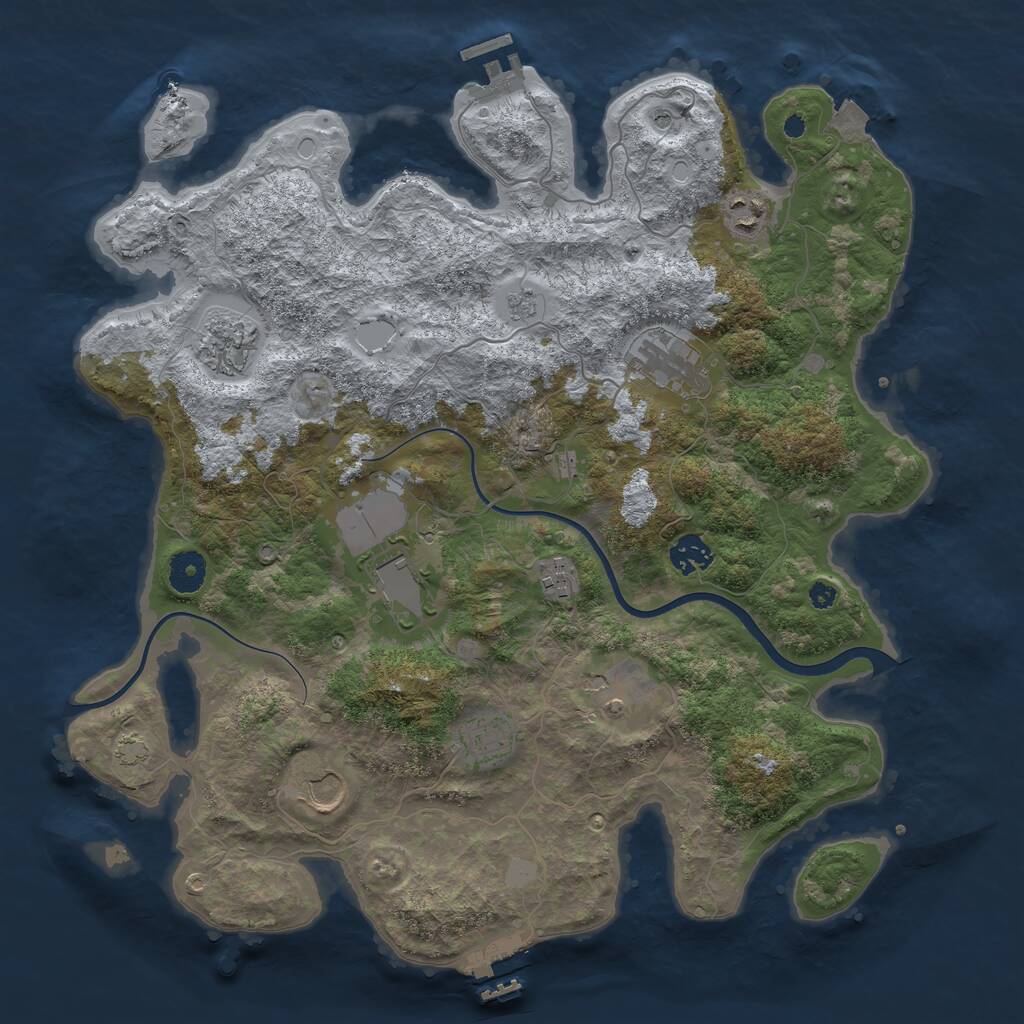 Rust Map: Procedural Map, Size: 3850, Seed: 486043358, 15 Monuments