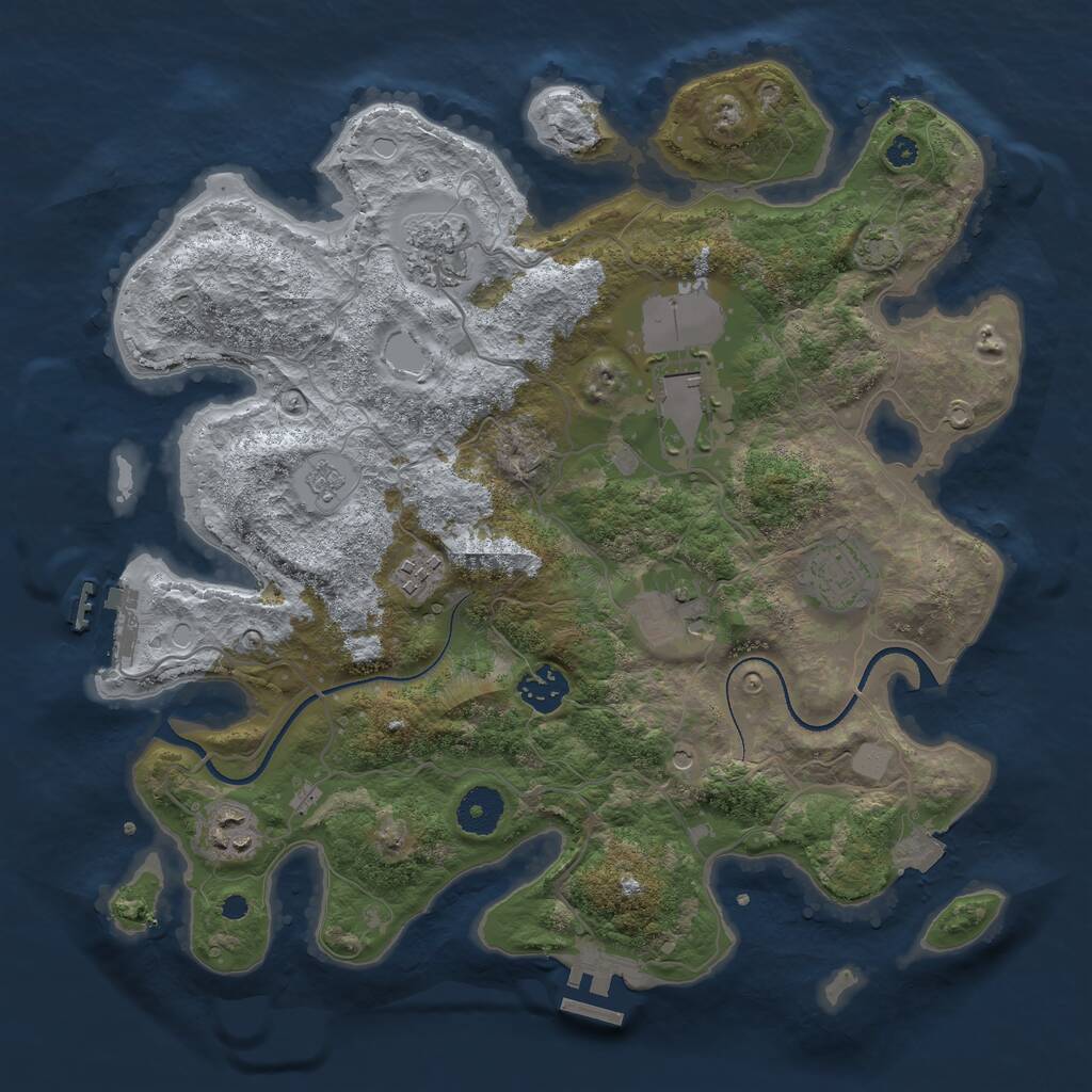 Rust Map: Procedural Map, Size: 3500, Seed: 1704652478, 13 Monuments