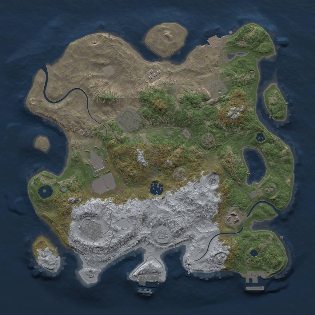 Rust Map: Procedural Map, Size: 3500, Seed: 460212369, 13 Monuments