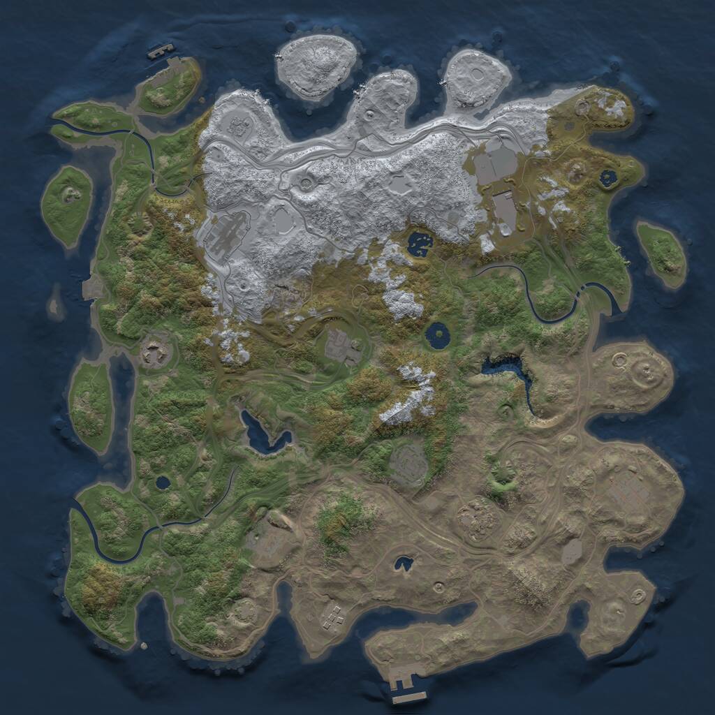 Rust Map: Procedural Map, Size: 4250, Seed: 370444498, 16 Monuments
