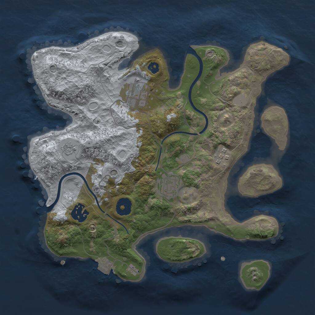 Rust Map: Procedural Map, Size: 2800, Seed: 1221305677, 7 Monuments