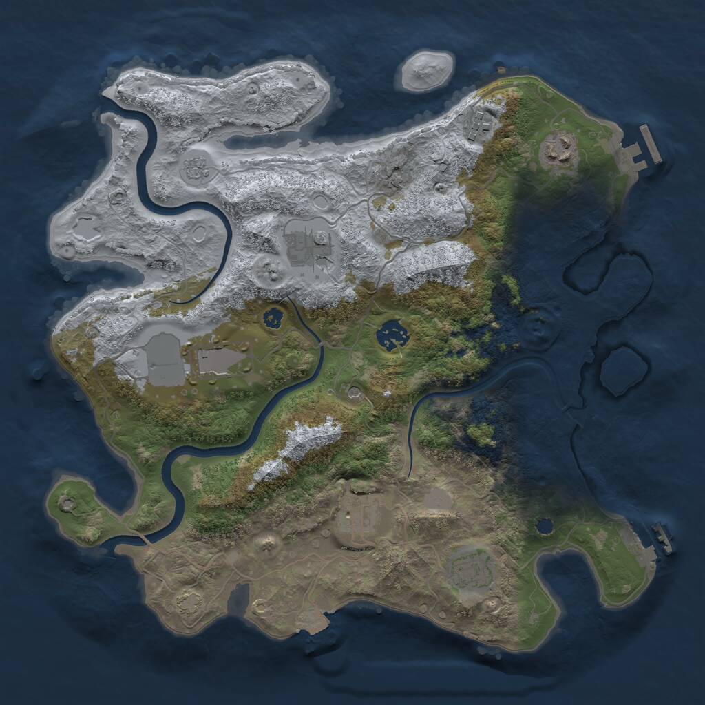 Rust Map: Procedural Map, Size: 3500, Seed: 1930050830, 13 Monuments