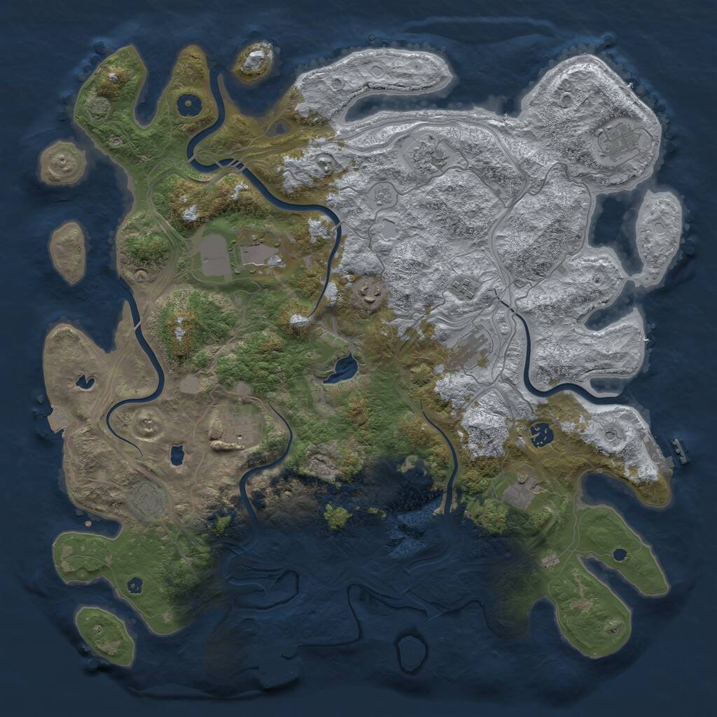 Rust Map: Procedural Map, Size: 4500, Seed: 523249395, 16 Monuments