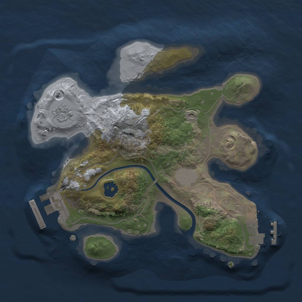 Rust Map: Procedural Map, Size: 2000, Seed: 1224, 4 Monuments
