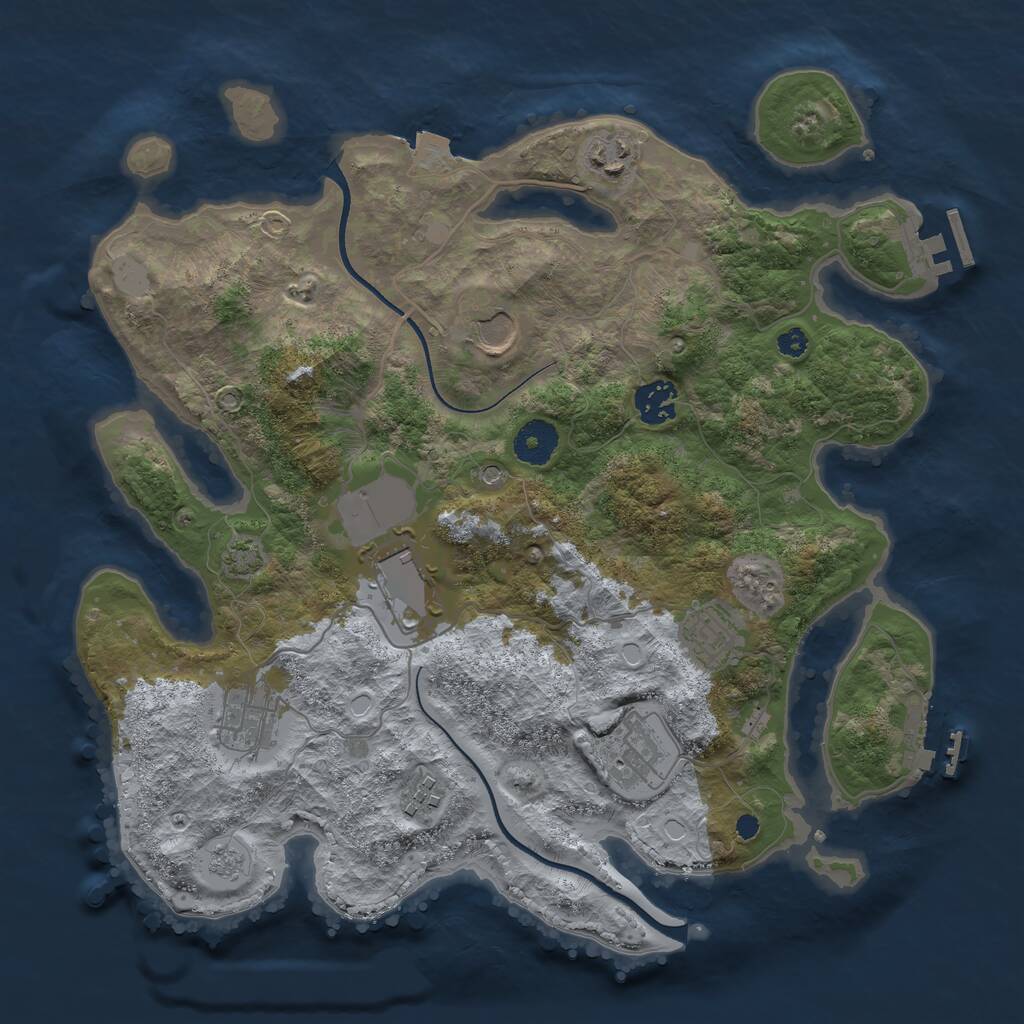 Rust Map: Procedural Map, Size: 3500, Seed: 524559971, 14 Monuments