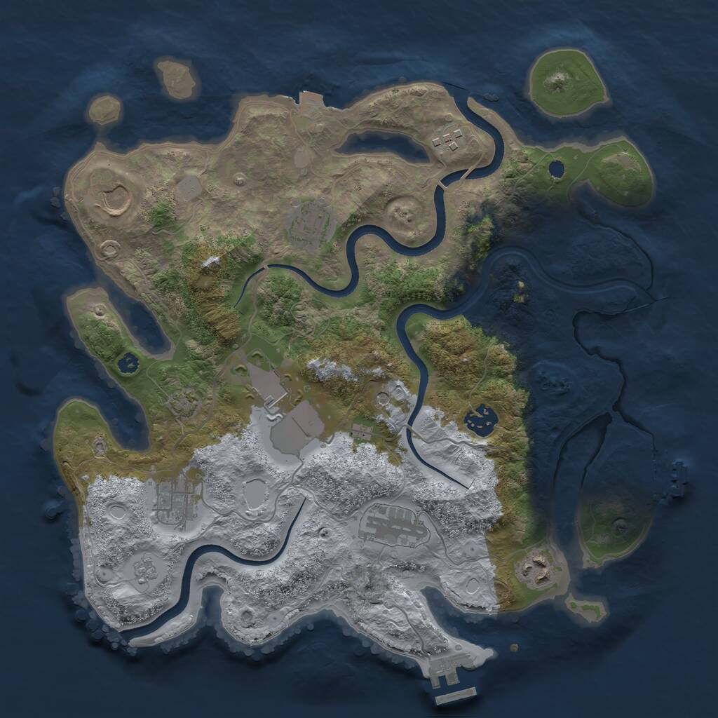 Rust Map: Procedural Map, Size: 3500, Seed: 524559971, 14 Monuments