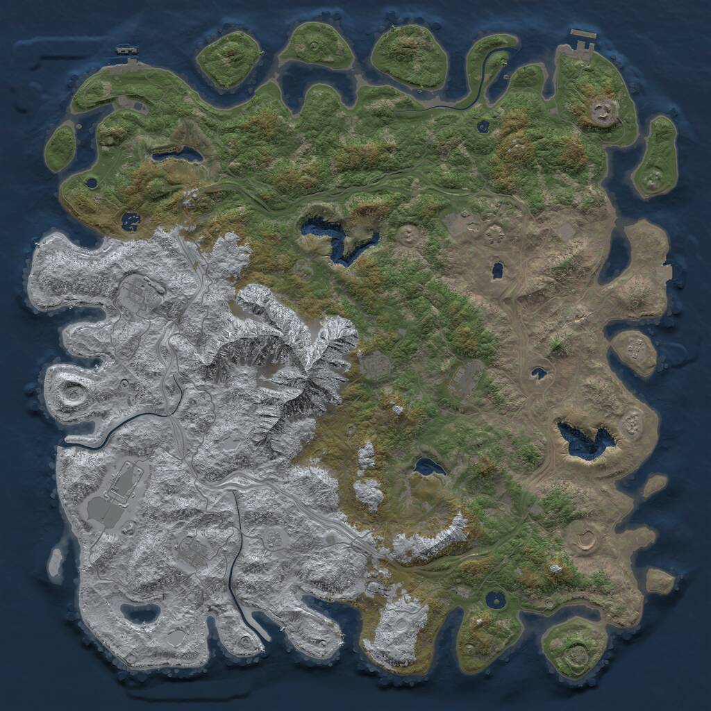Rust Map: Procedural Map, Size: 5500, Seed: 43673679, 17 Monuments