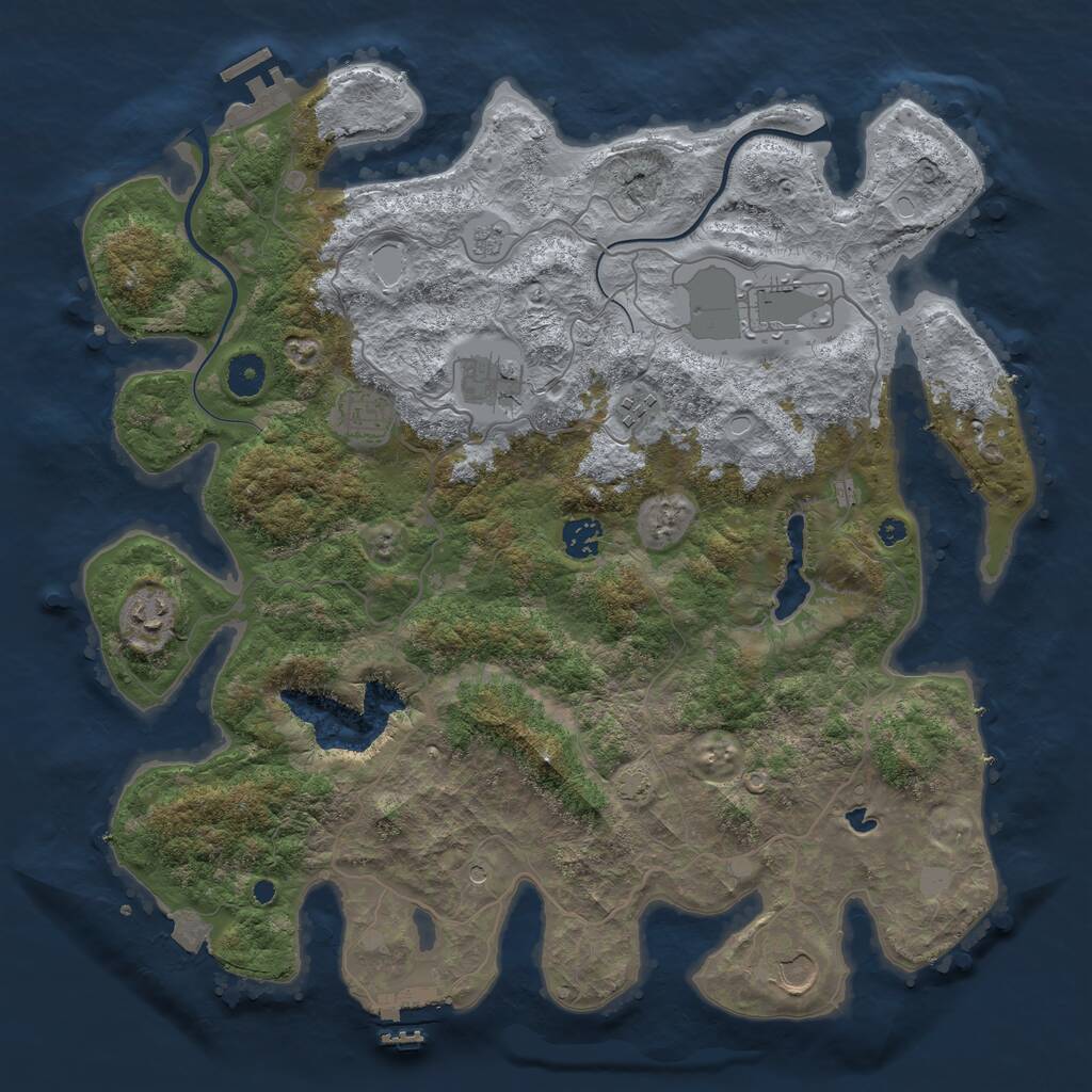 Rust Map: Procedural Map, Size: 4000, Seed: 721625369, 13 Monuments