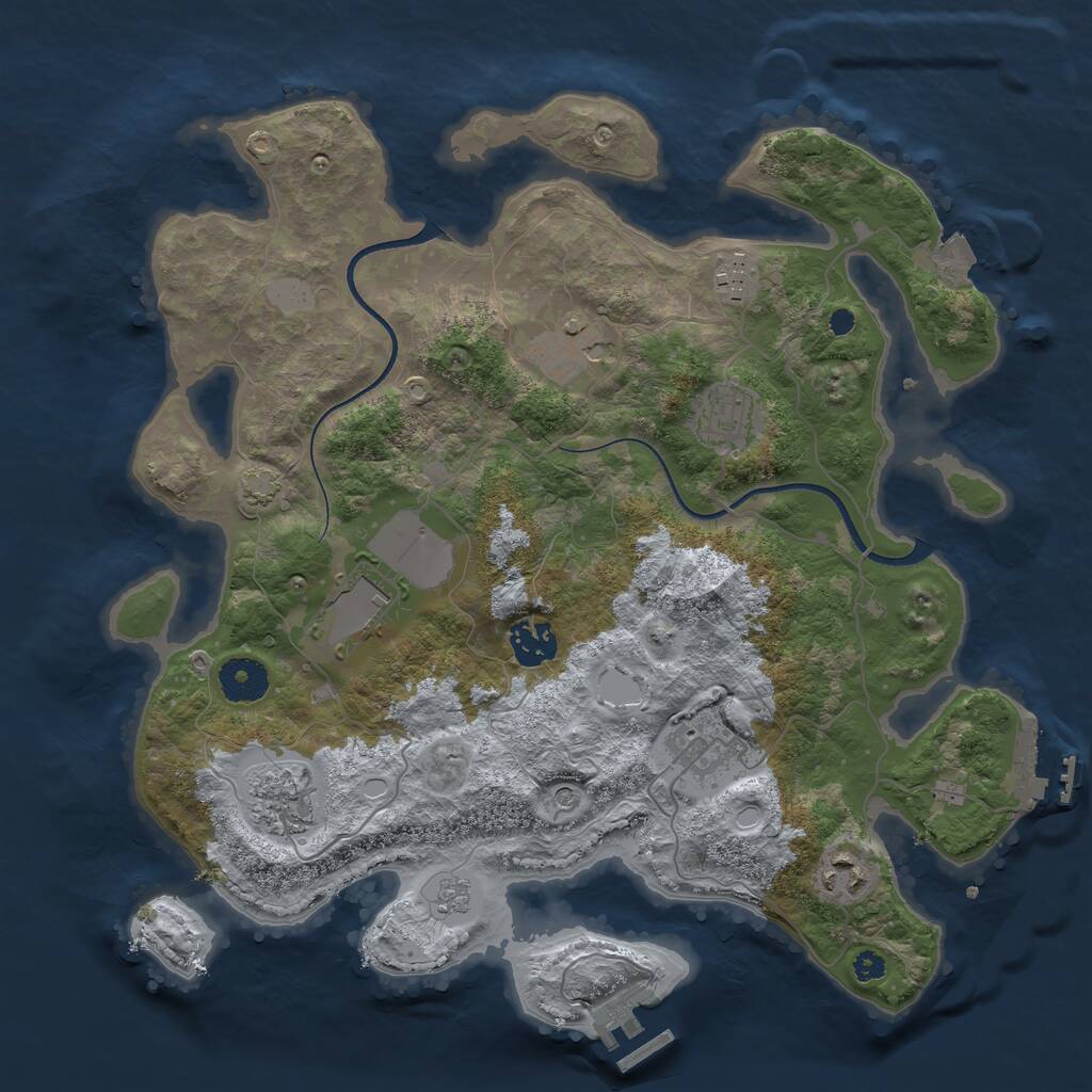 Rust Map: Procedural Map, Size: 3500, Seed: 60001, 14 Monuments
