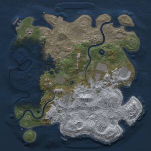 Thumbnail Rust Map: Procedural Map, Size: 3750, Seed: 1774898560, 14 Monuments