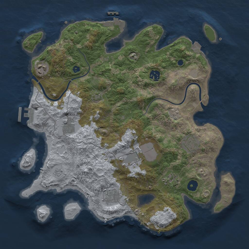 Rust Map: Procedural Map, Size: 3500, Seed: 8558863, 13 Monuments