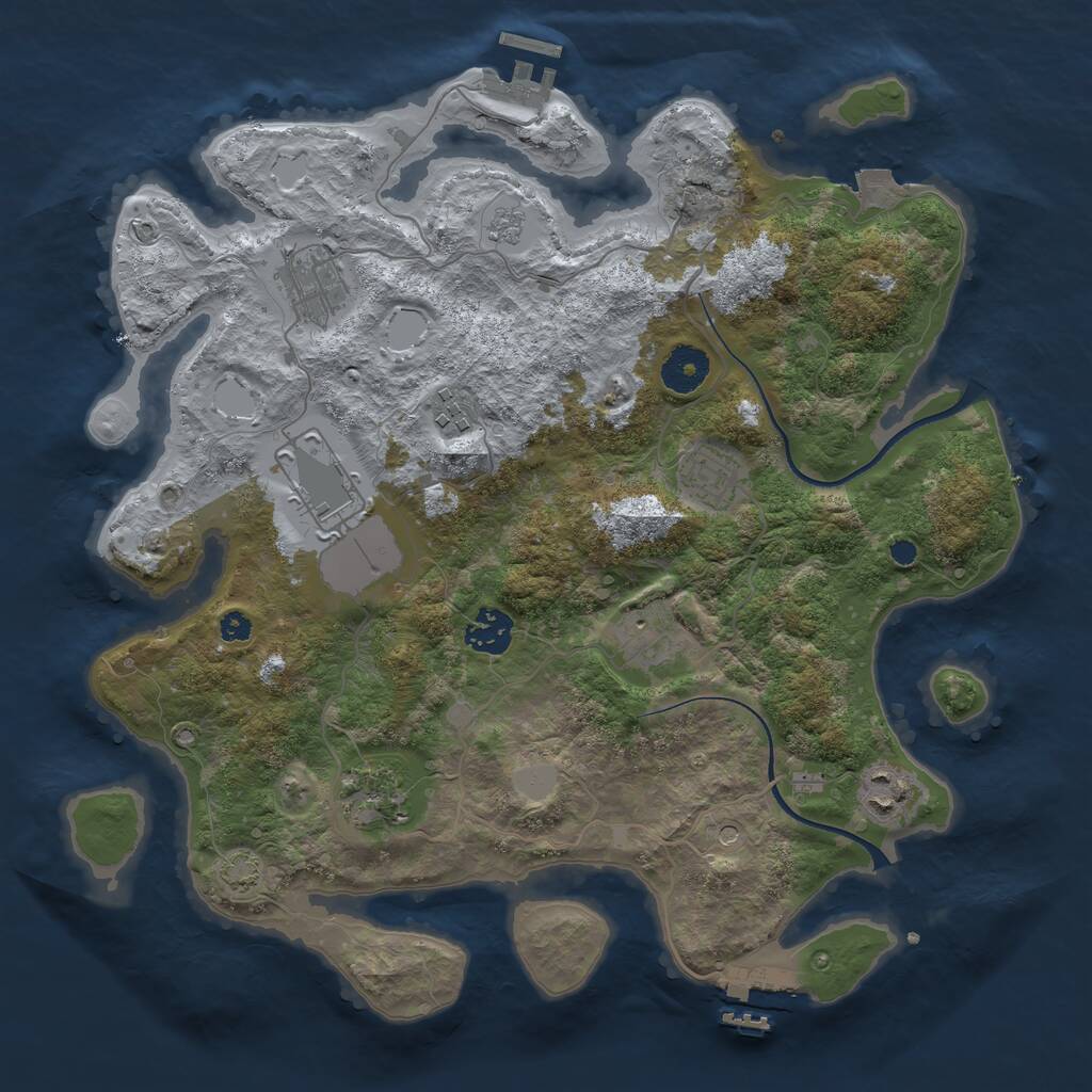 Rust Map: Procedural Map, Size: 3500, Seed: 1792160219, 14 Monuments