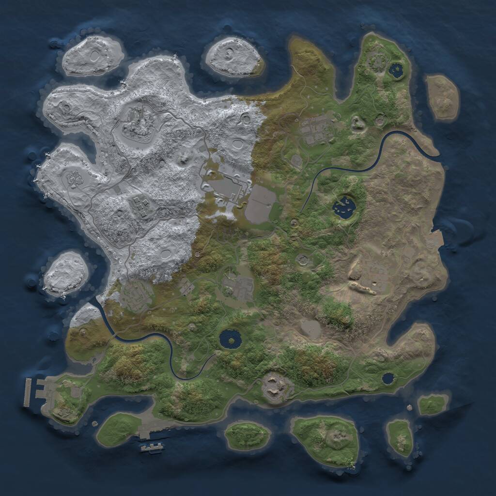 Rust Map: Procedural Map, Size: 3500, Seed: 1565350265, 15 Monuments