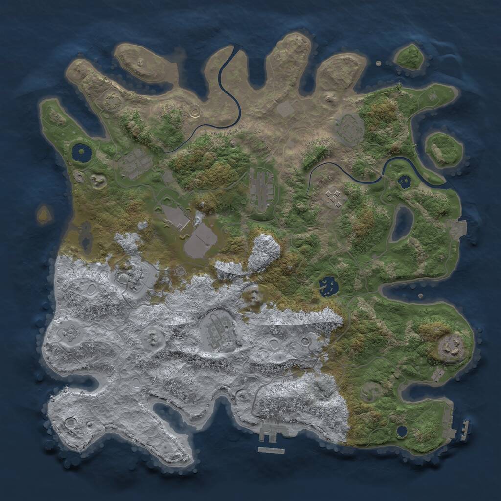 Rust Map: Procedural Map, Size: 3800, Seed: 410353805, 15 Monuments