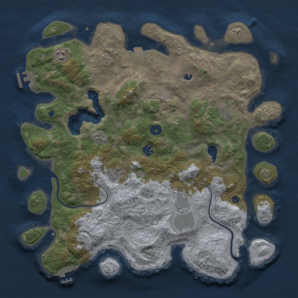 Rust Map: Procedural Map, Size: 4000, Seed: 2054707623, 12 Monuments