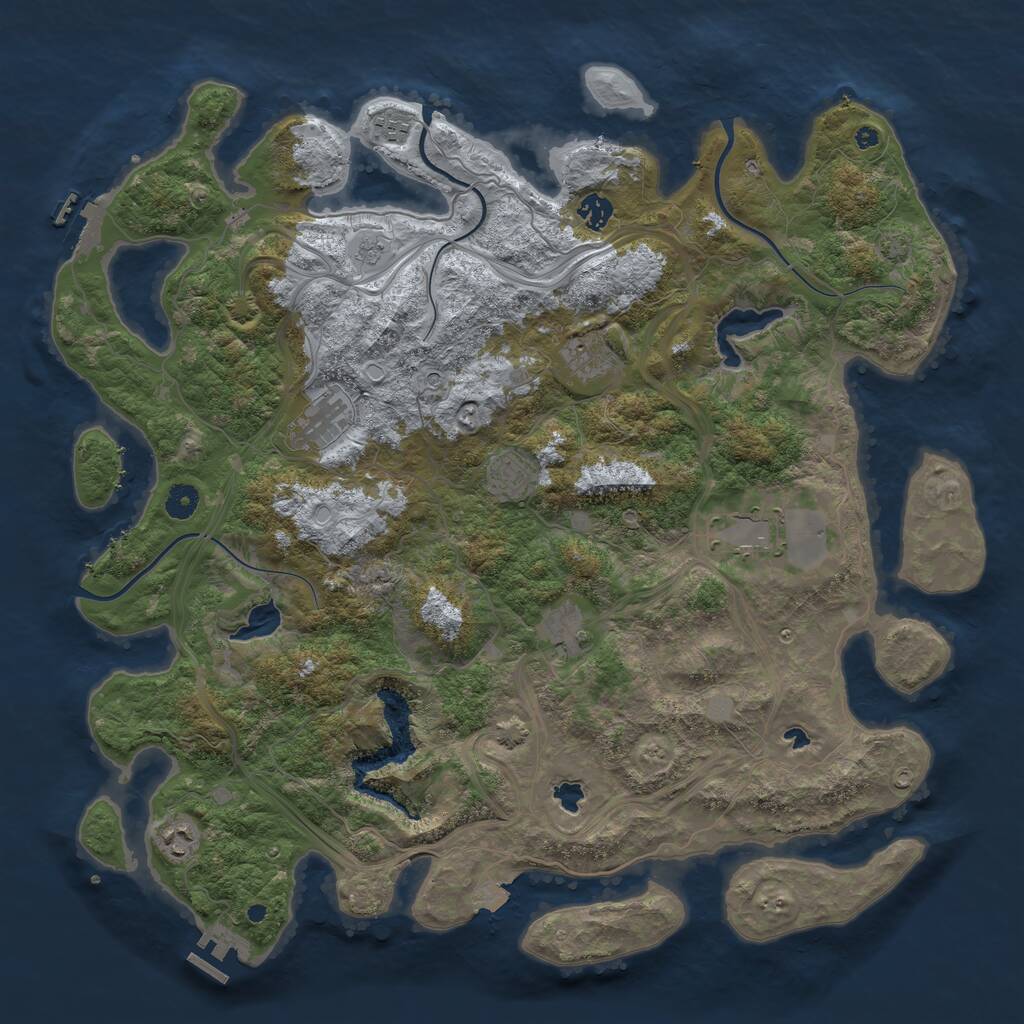 Rust Map: Procedural Map, Size: 4500, Seed: 1827272453, 14 Monuments
