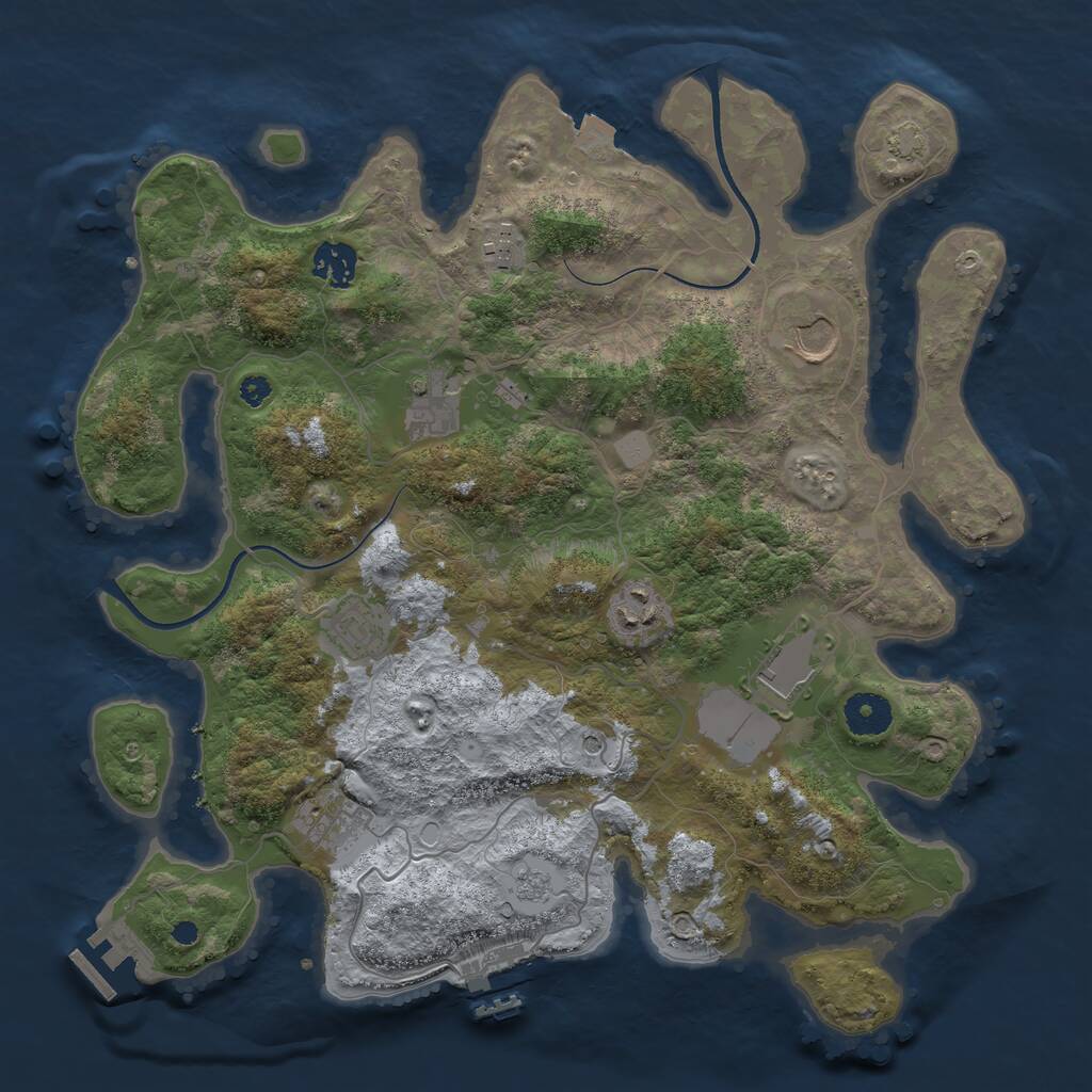 Rust Map: Procedural Map, Size: 3600, Seed: 990338, 14 Monuments