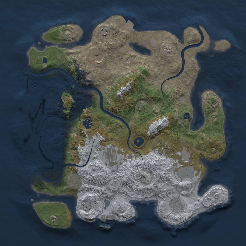 Rust Map: Procedural Map, Size: 3800, Seed: 464653248, 15 Monuments