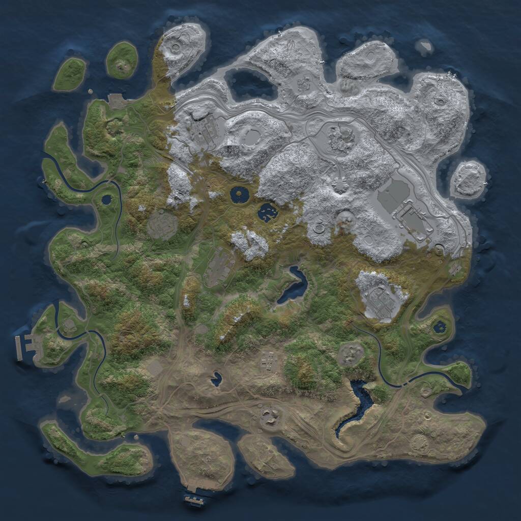 Rust Map: Procedural Map, Size: 4250, Seed: 1077074001, 15 Monuments