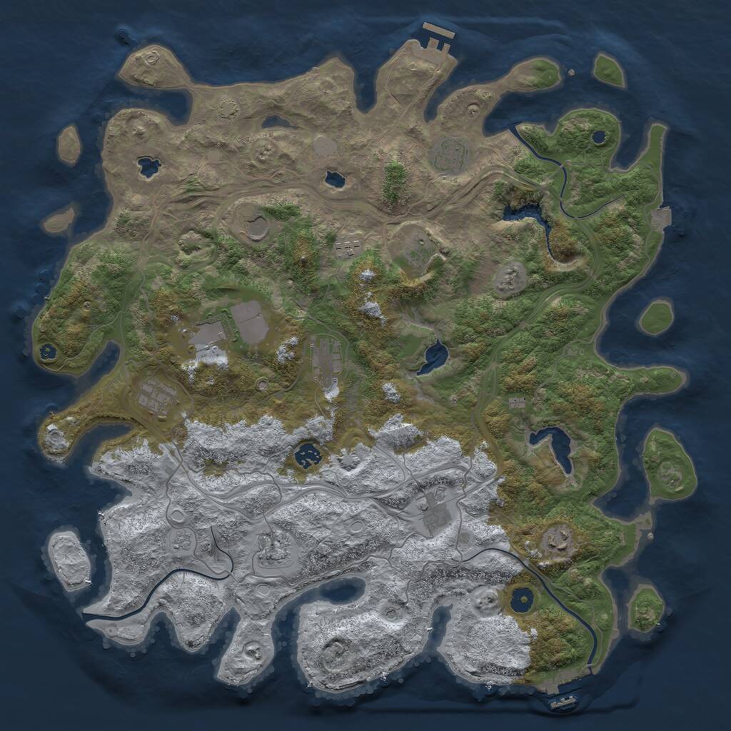 Rust Map: Procedural Map, Size: 4500, Seed: 5447822, 17 Monuments