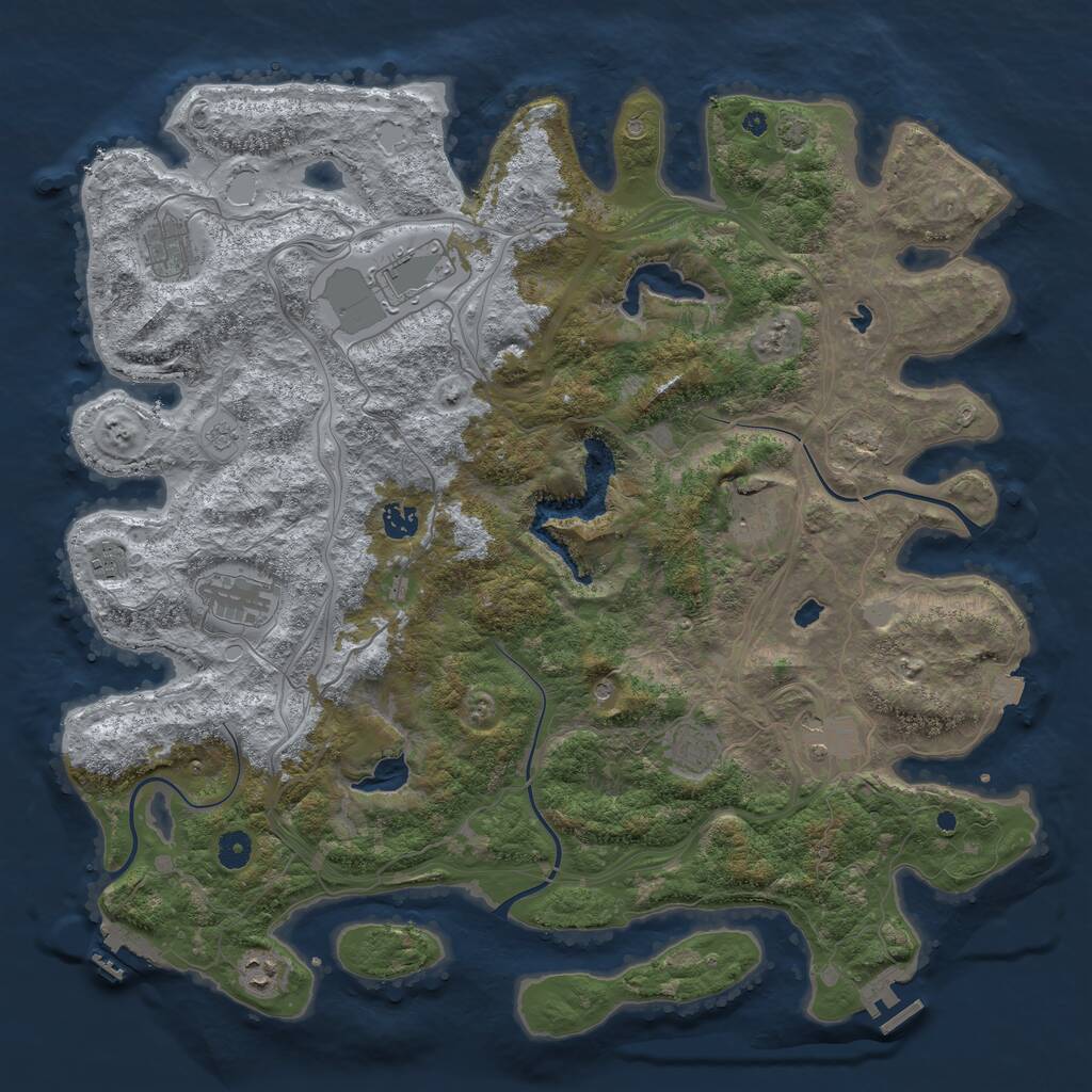 Rust Map: Procedural Map, Size: 4500, Seed: 1221305677, 15 Monuments