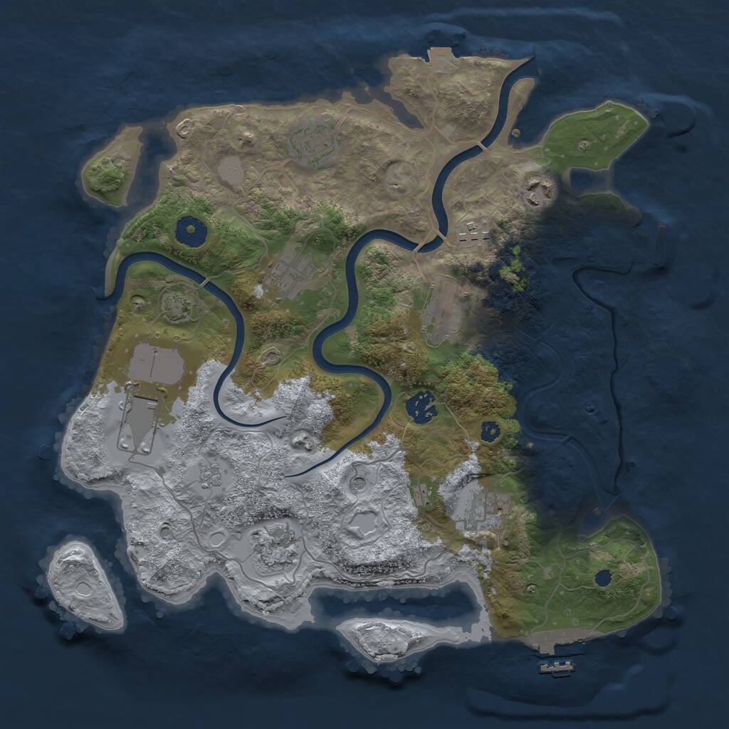 Rust Map: Procedural Map, Size: 3500, Seed: 208254539, 15 Monuments