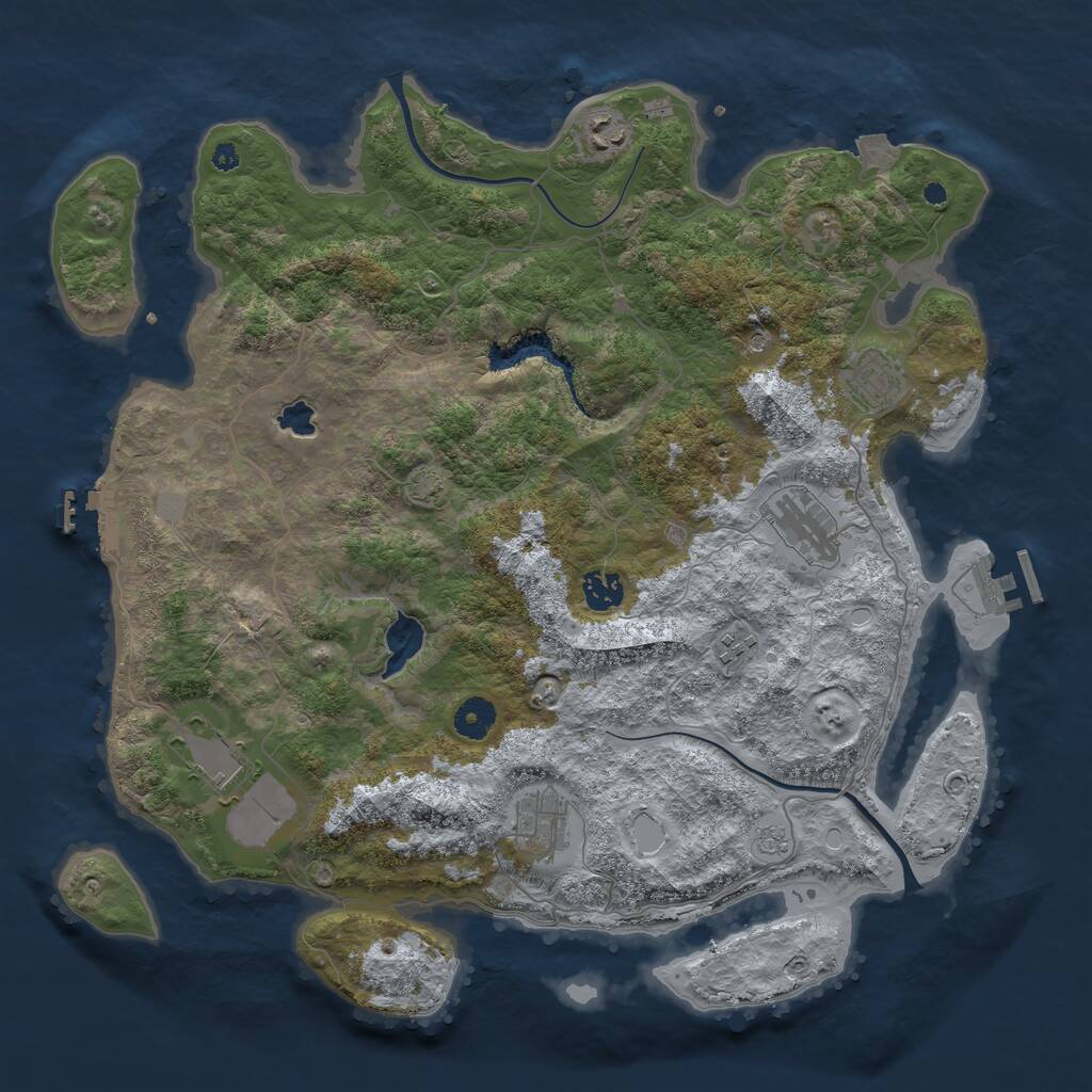 Rust Map: Procedural Map, Size: 4000, Seed: 1684870, 13 Monuments