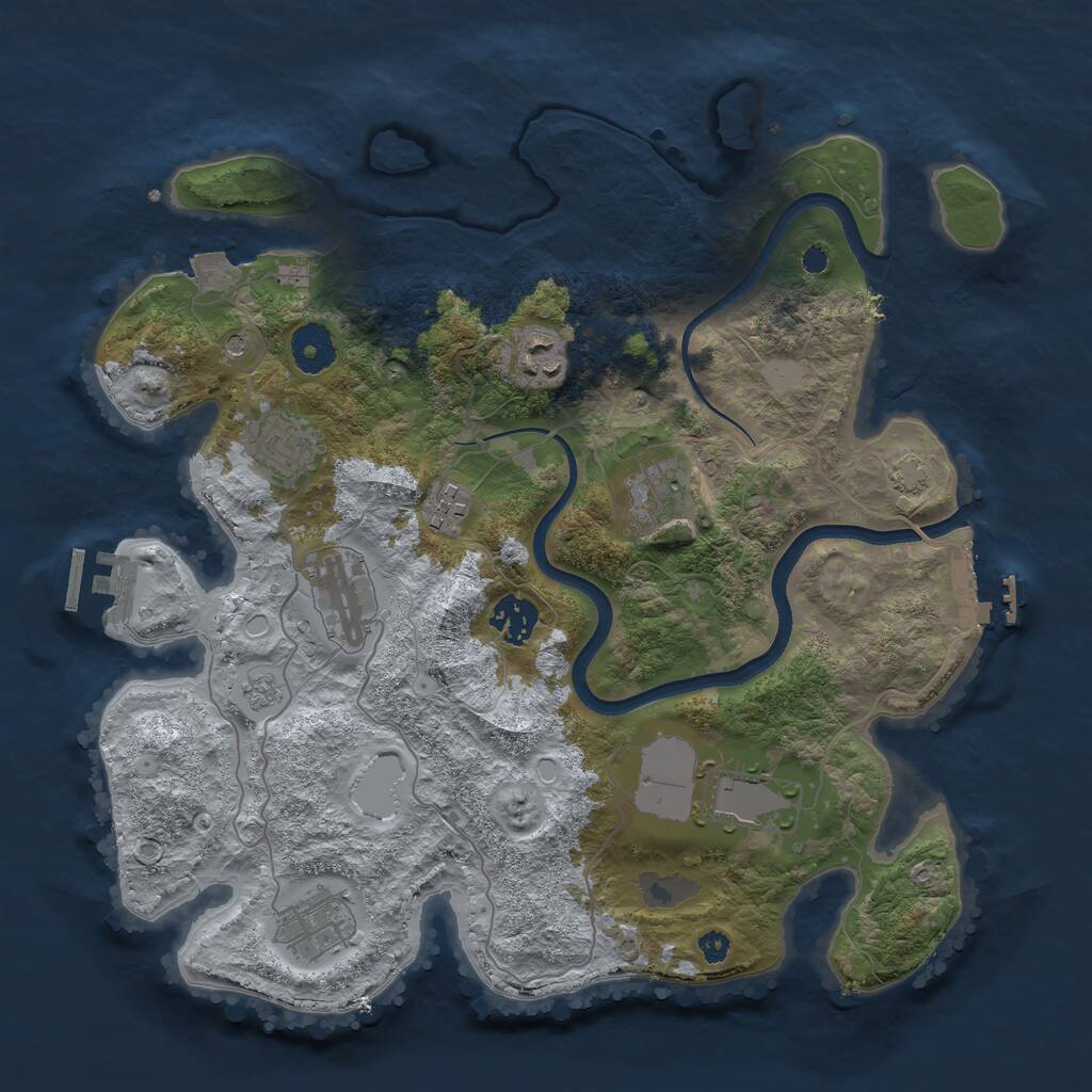 Rust Map: Procedural Map, Size: 3500, Seed: 1013459142, 14 Monuments