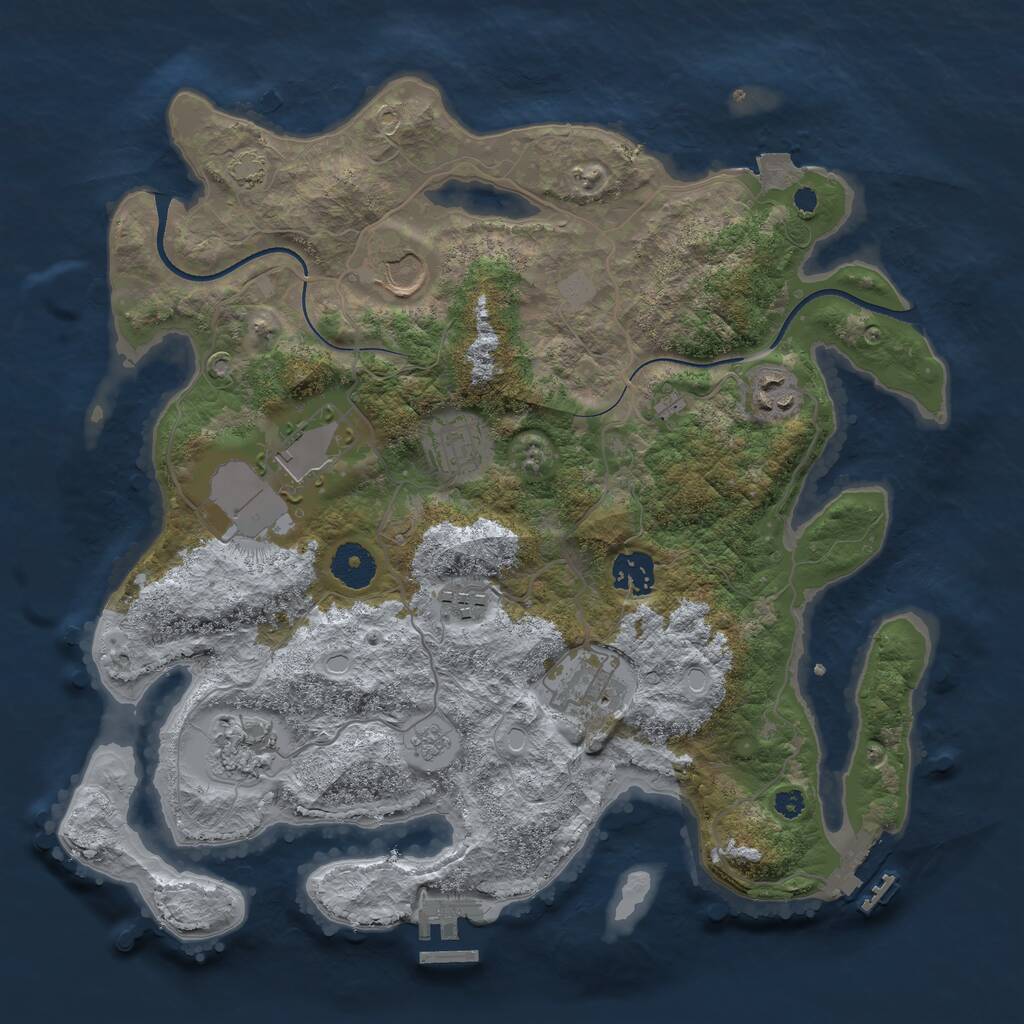 Rust Map: Procedural Map, Size: 3500, Seed: 1408061042, 13 Monuments