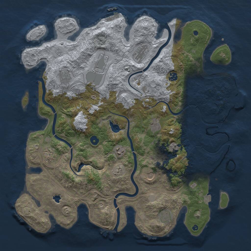 Rust Map: Procedural Map, Size: 4250, Seed: 886548057, 16 Monuments