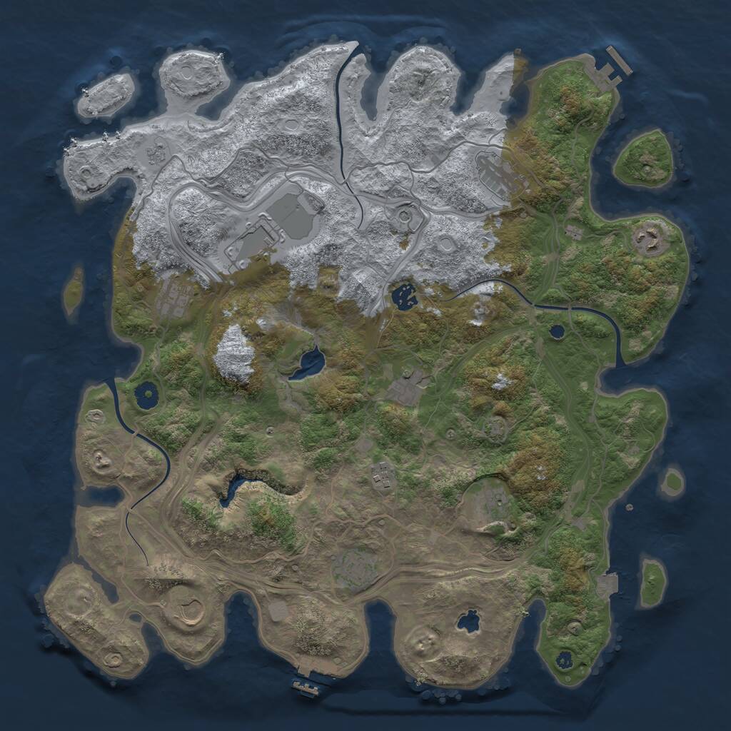 Rust Map: Procedural Map, Size: 4250, Seed: 886548057, 16 Monuments