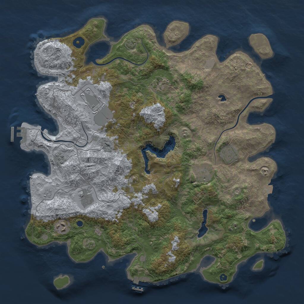Rust Map: Procedural Map, Size: 4100, Seed: 76543, 13 Monuments