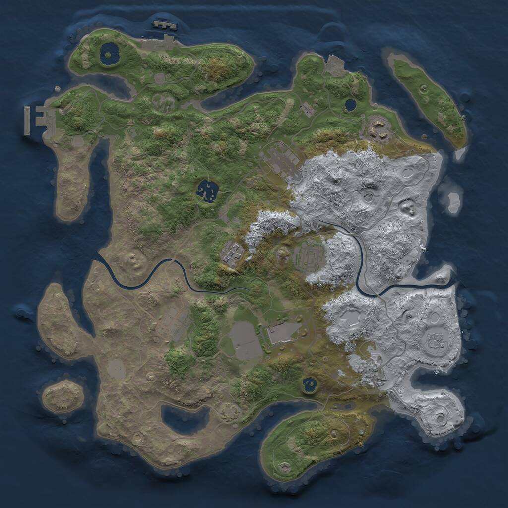 Rust Map: Procedural Map, Size: 3500, Seed: 75448653, 14 Monuments
