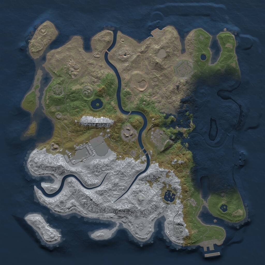 Rust Map: Procedural Map, Size: 3500, Seed: 36071735, 14 Monuments