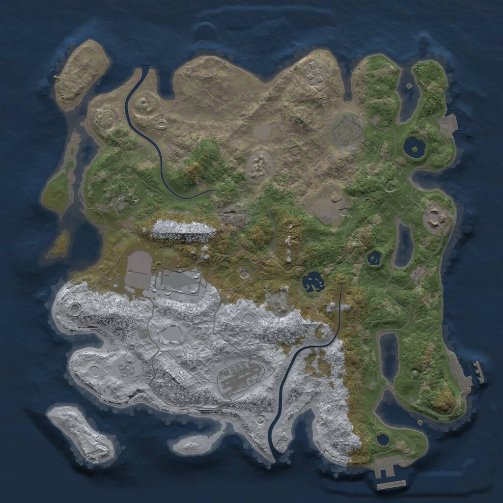 Rust Map: Procedural Map, Size: 3500, Seed: 36071735, 14 Monuments