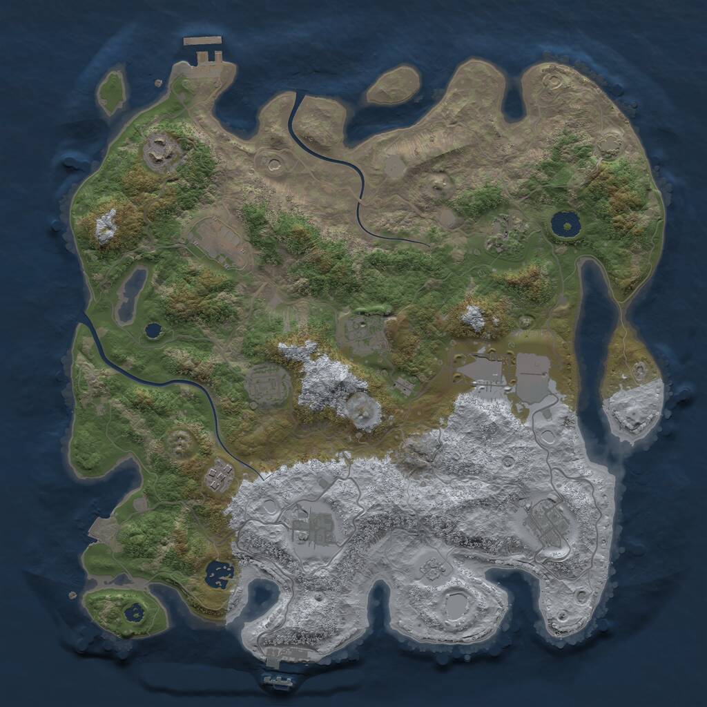 Rust Map: Procedural Map, Size: 3750, Seed: 1286428419, 16 Monuments