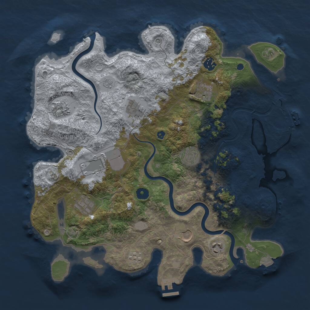 Rust Map: Procedural Map, Size: 3800, Seed: 52254755, 16 Monuments
