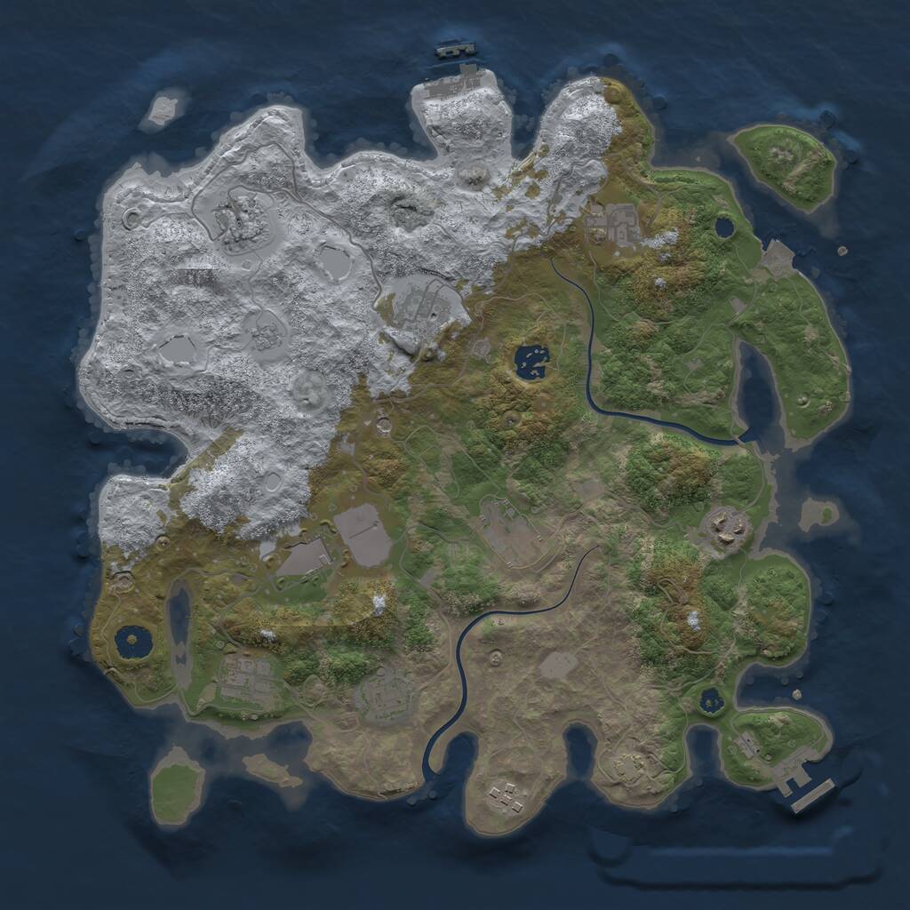 Rust Map: Procedural Map, Size: 3800, Seed: 52254755, 16 Monuments