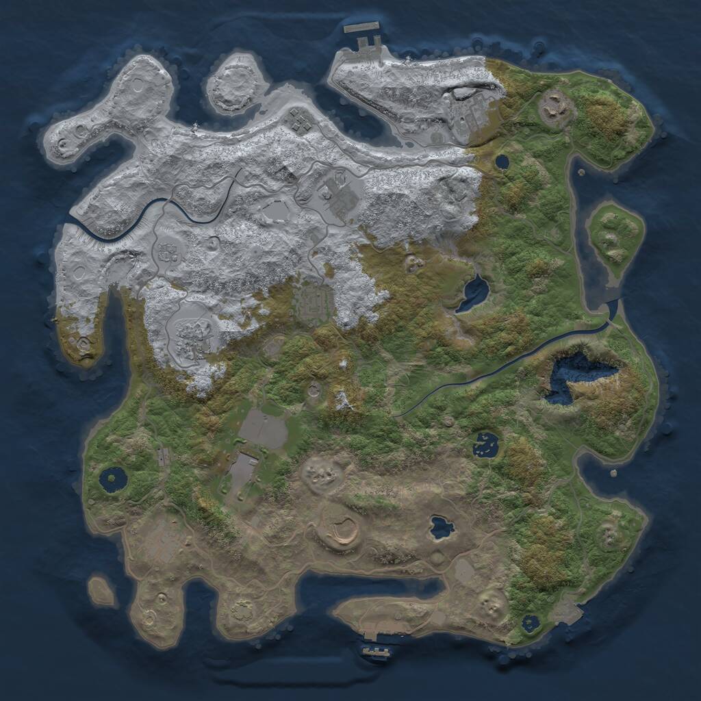 Rust Map: Procedural Map, Size: 4000, Seed: 1684901, 16 Monuments