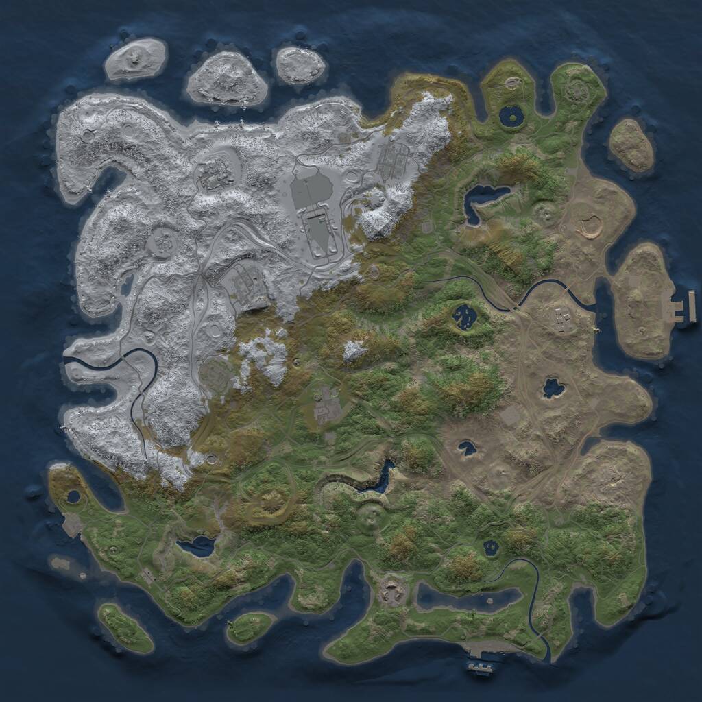 Rust Map: Procedural Map, Size: 4500, Seed: 1810786921, 16 Monuments