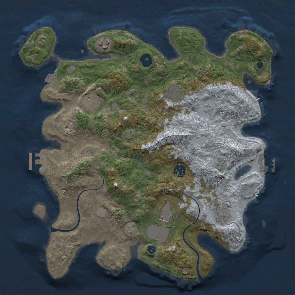 Rust Map: Procedural Map, Size: 3600, Seed: 10425, 13 Monuments