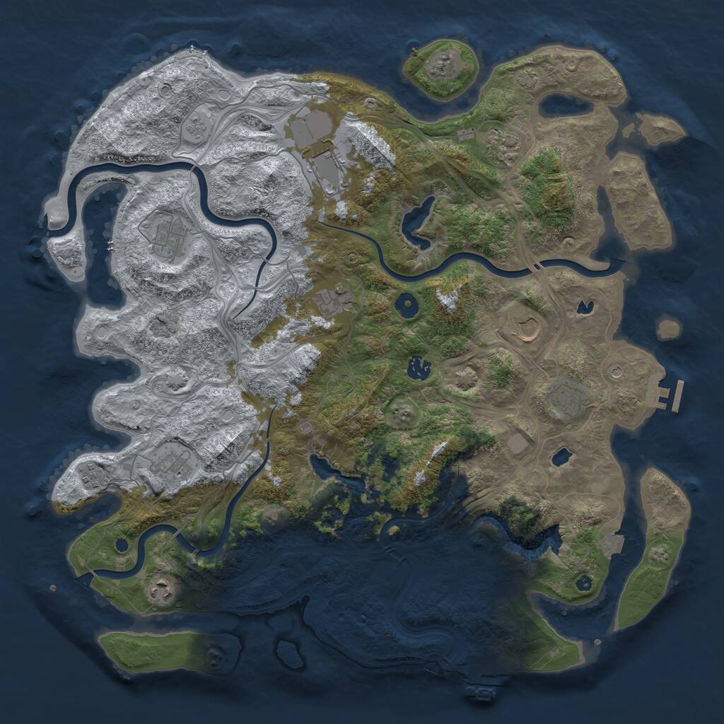 Rust Map: Procedural Map, Size: 4500, Seed: 41025378, 16 Monuments