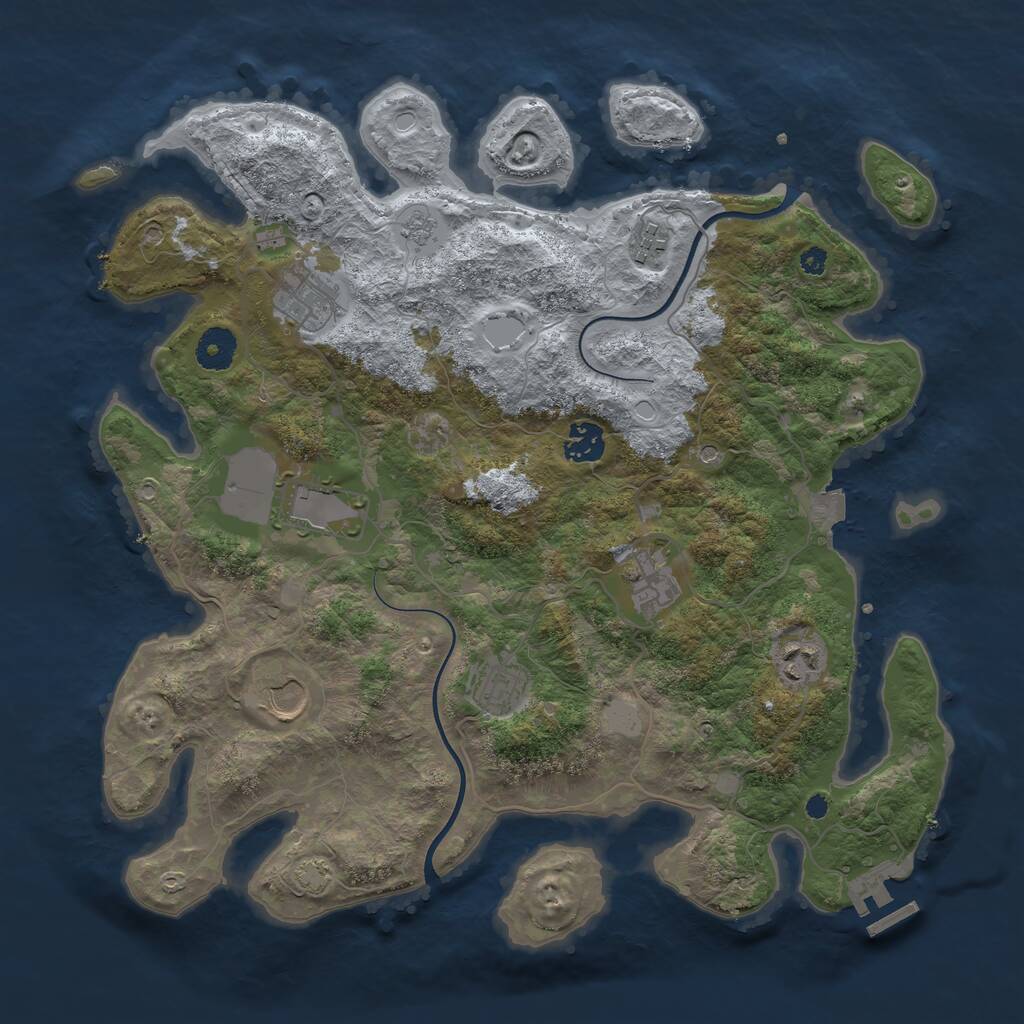 Rust Map: Procedural Map, Size: 3700, Seed: 805803208, 13 Monuments