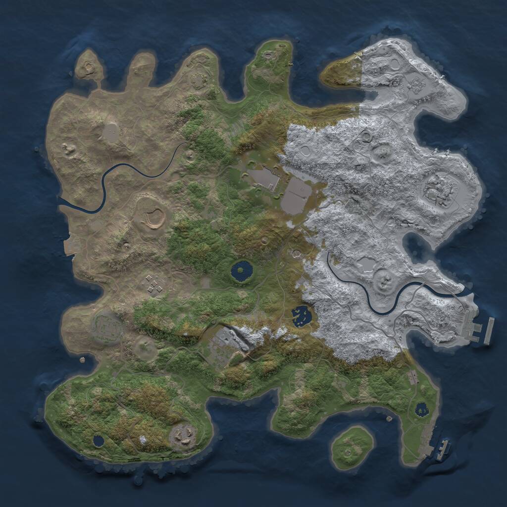 Rust Map: Procedural Map, Size: 3700, Seed: 306458284, 14 Monuments