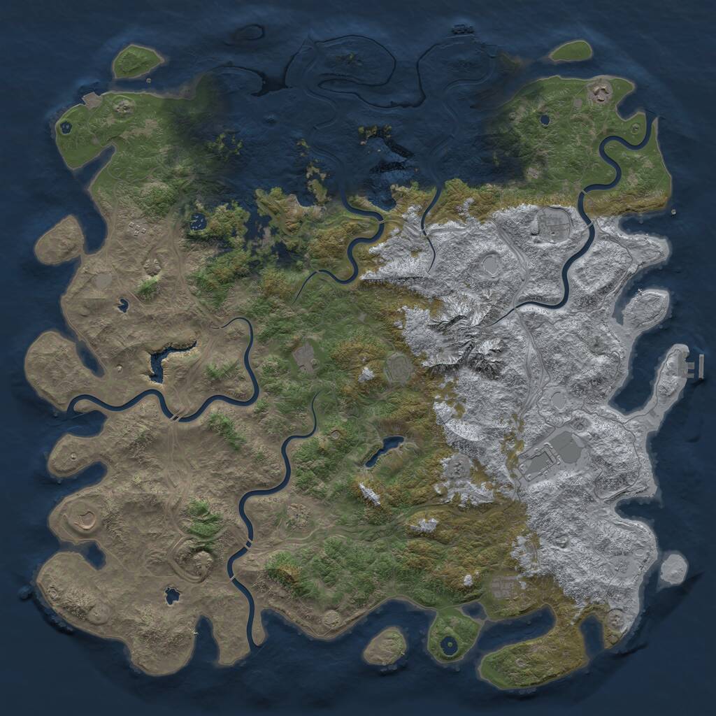 Rust Map: Procedural Map, Size: 6000, Seed: 1093813861, 17 Monuments