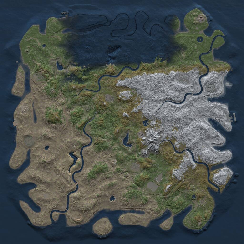 Rust Map: Procedural Map, Size: 6000, Seed: 167634, 17 Monuments
