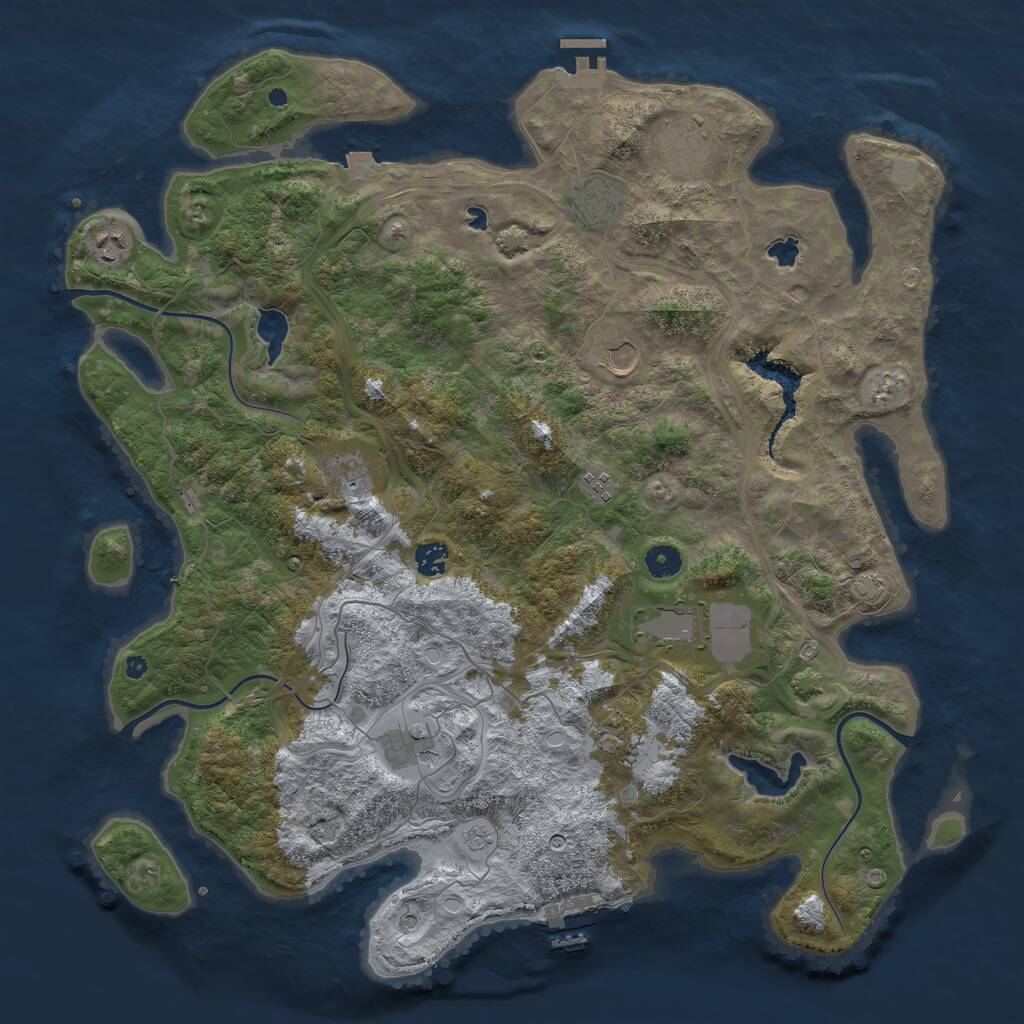 Rust Map: Procedural Map, Size: 4500, Seed: 1174037836, 16 Monuments