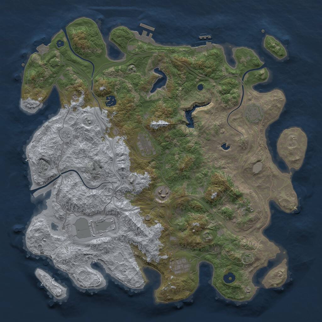Rust Map: Procedural Map, Size: 4250, Seed: 688610962, 14 Monuments