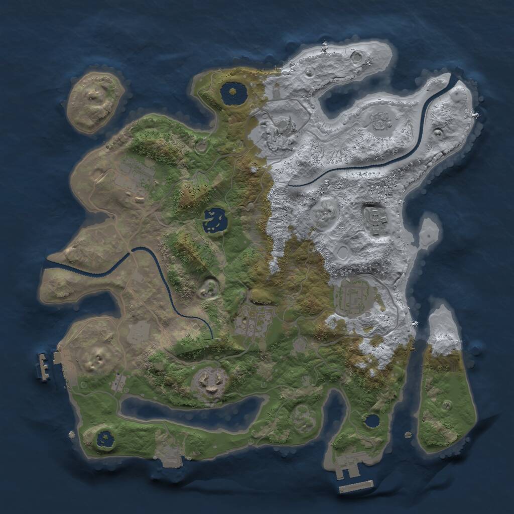 Rust Map: Procedural Map, Size: 3000, Seed: 684132909, 11 Monuments