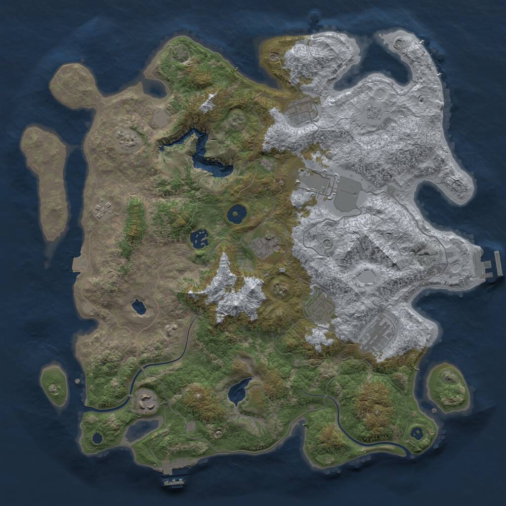 Rust Map: Procedural Map, Size: 4000, Seed: 263483300, 14 Monuments